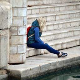 Fille triste dans les escaliers